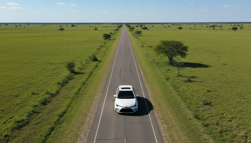 Toyota Corolla Levin visto desde un dron en los Llanos