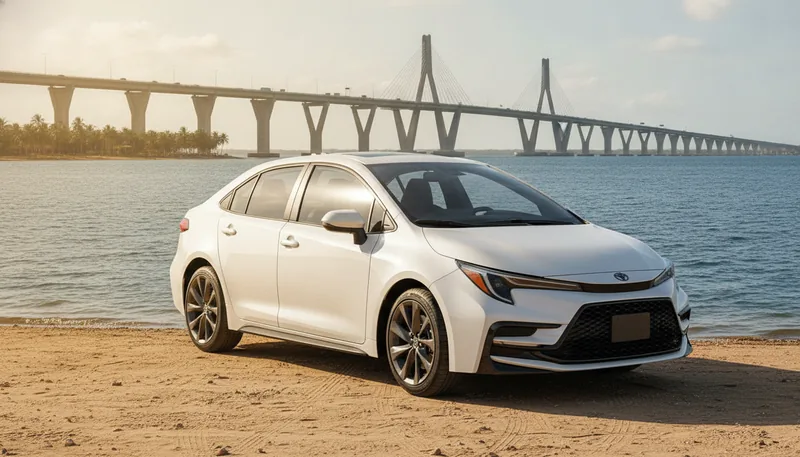 Toyota Corolla Levin en Maracaibo con el puente sobre el Lago
