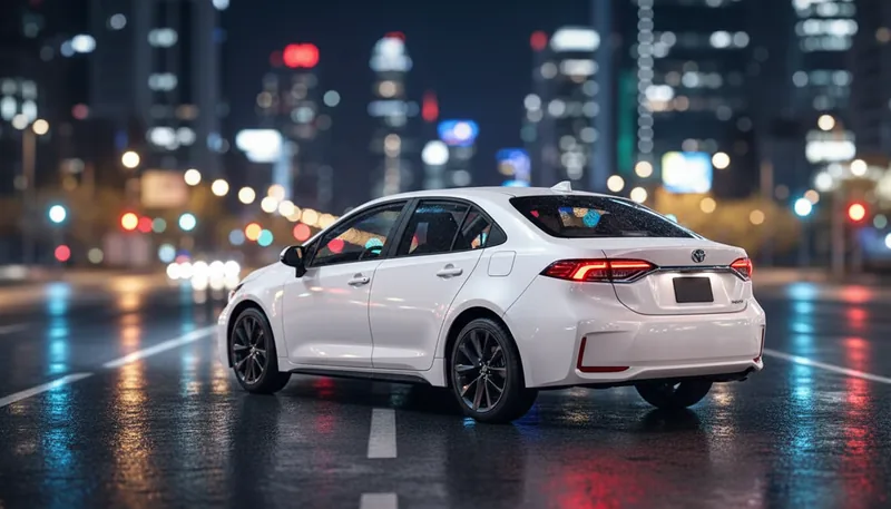 Toyota Corolla Levin de noche en una avenida de la ciudad