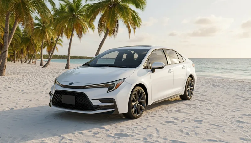 Toyota Corolla Levin en una playa de Margarita