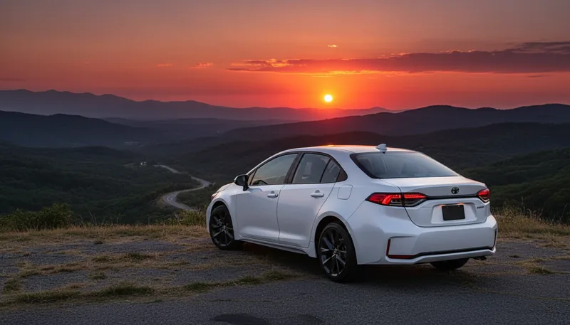 Vista trasera del Toyota Corolla Levin al atardecer