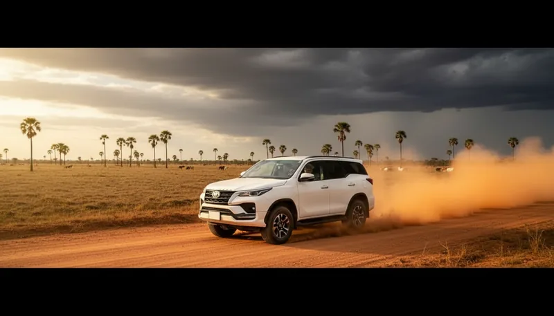 Toyota Fortuner en una carretera de tierra de los llanos venezolanos