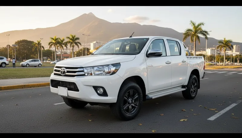 Toyota Hilux SR5 blanca en Caracas con el Ávila de fondo Toyota Hilux SR5 blanca en Caracas con el Ávila de fondo