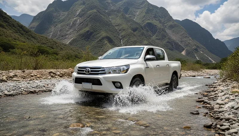 Toyota Hilux SR5 cruzando un río en los Andes venezolanos Toyota Hilux SR5 cruzando un río en los Andes venezolanos